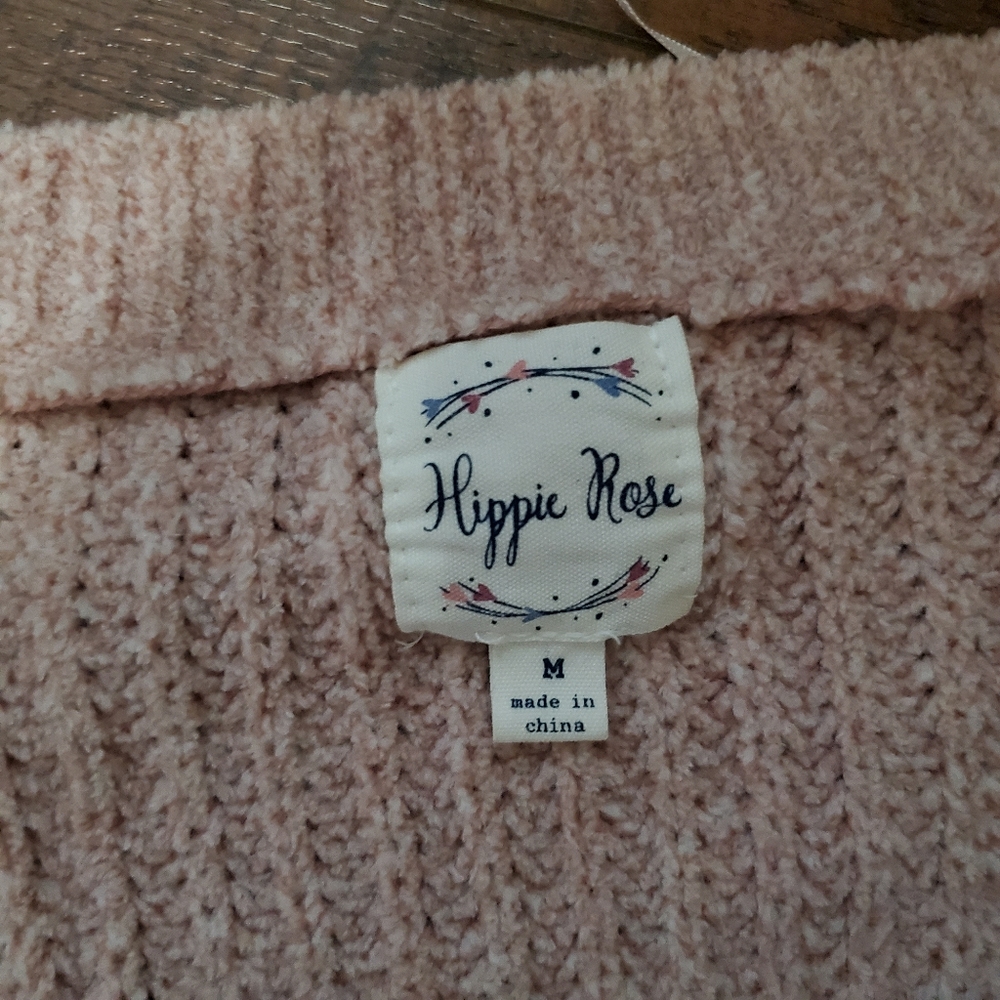 ⚡SOLD⚡Hippie Rose V-Neck Chenille Sweater - Picture 3 of 5